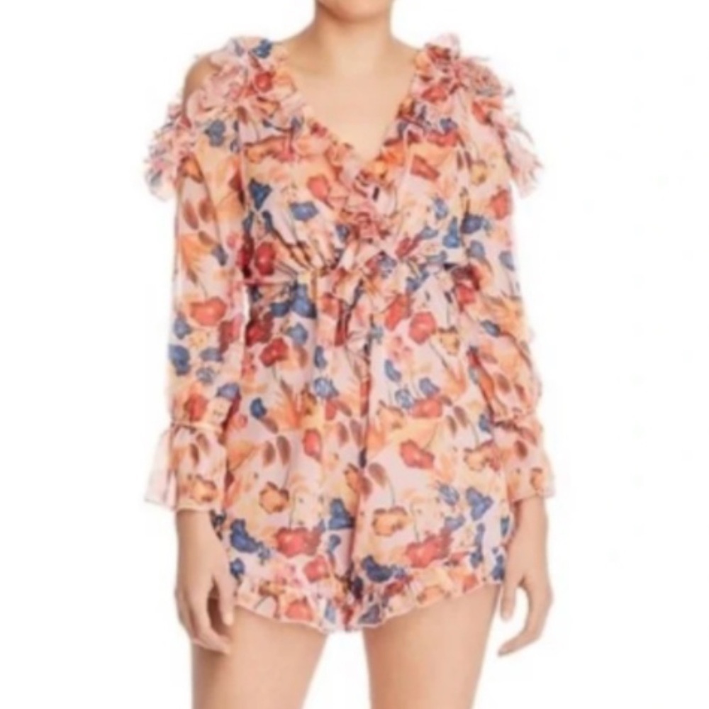 🌸 O.P.T. Floral Ruffle Cold-Shoulder Romper 🌸 - Picture 2 of 6
